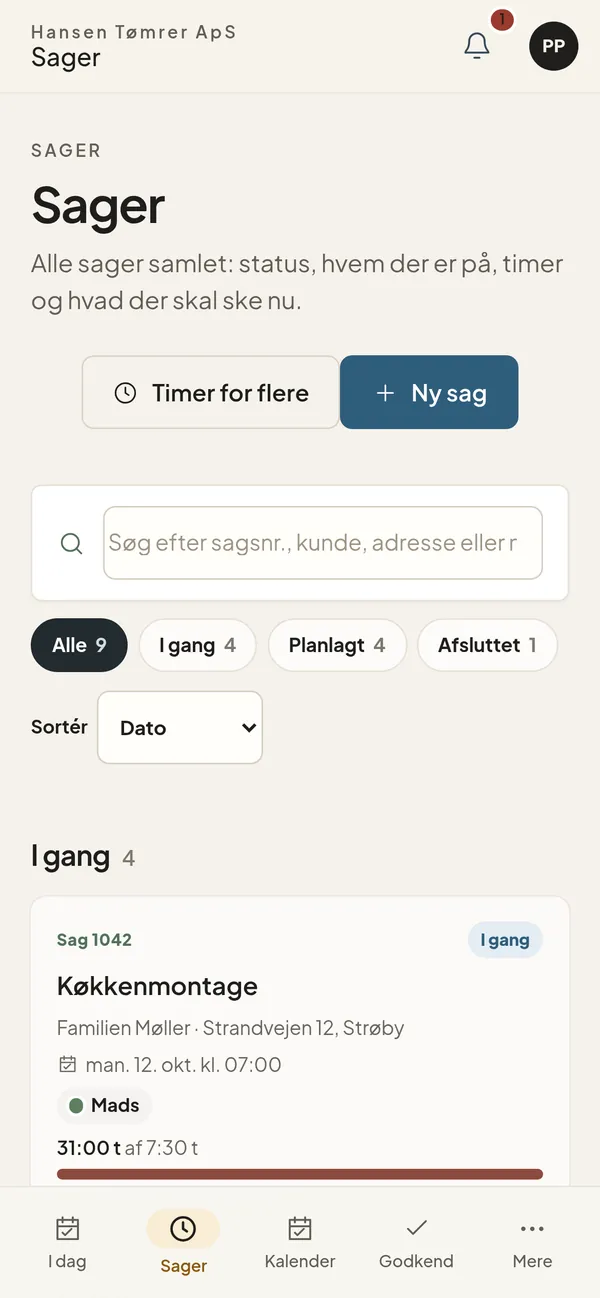Oversigt over sager